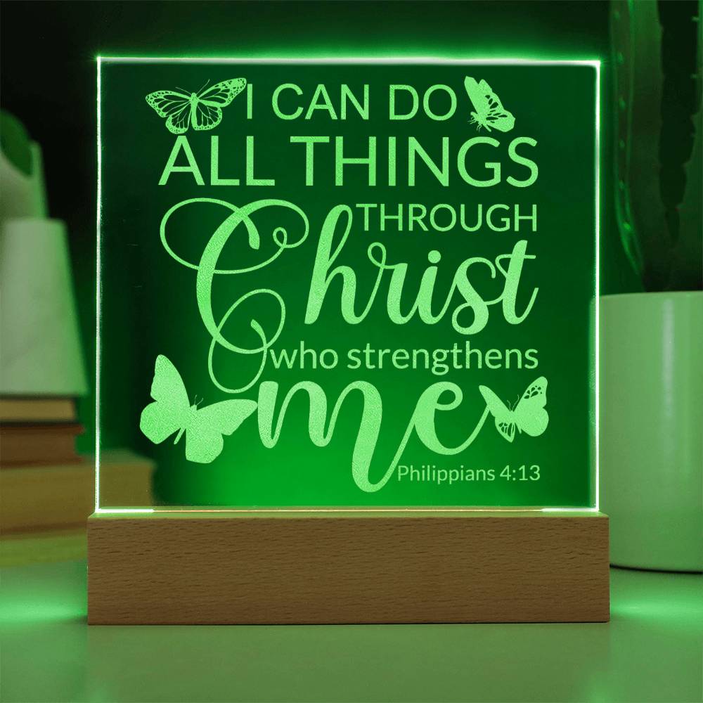 Engraved Acrylic LED Night Light - I Can Do All Things