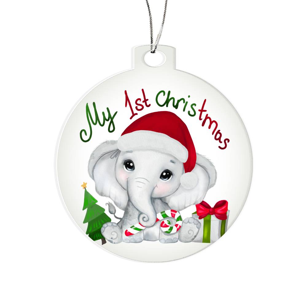 Baby's First Christmas Ornament - Baby Elephant