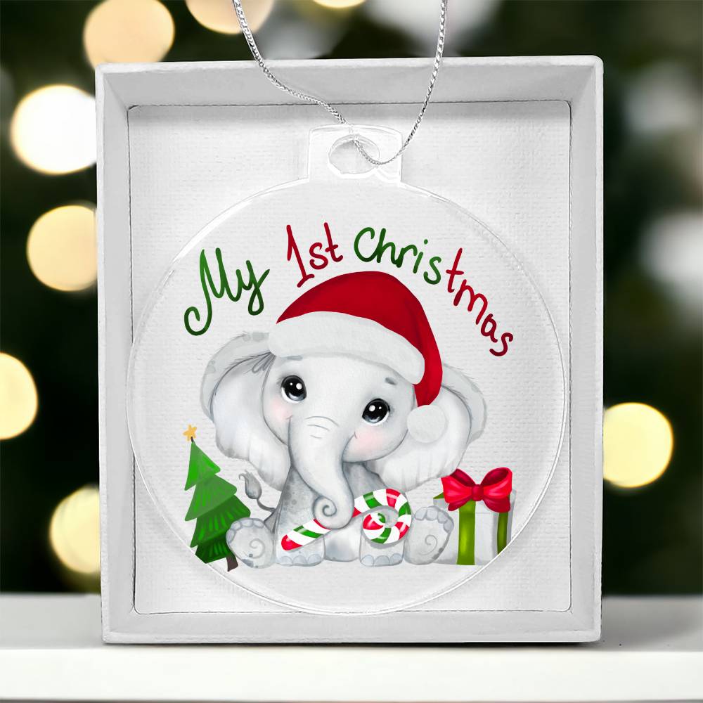 Baby's First Christmas Ornament - Baby Elephant