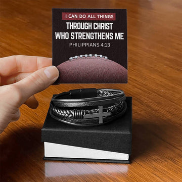 I Can Do All Things Cross Bracelet with Message Card and Gift Box