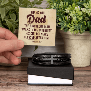 Thank You Dad - Proverbs 20:7 - Cross Bracelet