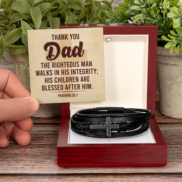 Thank You Dad - Proverbs 20:7 - Cross Bracelet