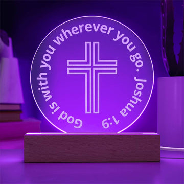 Engraved Acrylic LED Night Light -  God Is With You Wherever You Go