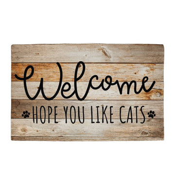 Door Mat Funny - Welcome hope you like cats
