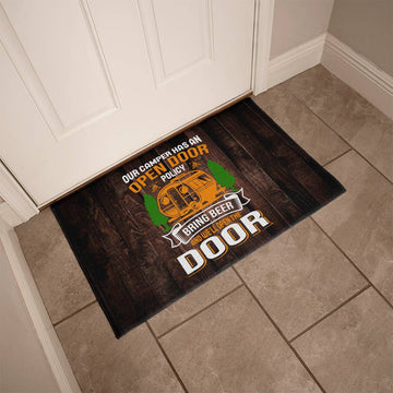 Funnny Door Mat - open door policy -  bring beer and we'll answer the door