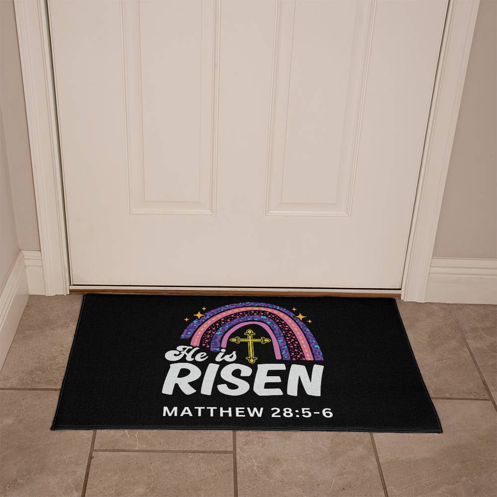 Christian Door Mat | He is Risen Matthew 28:5-6