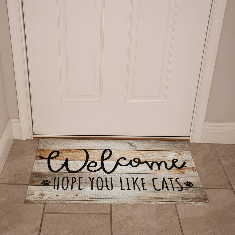 Door Mat Funny - Welcome hope you like cats