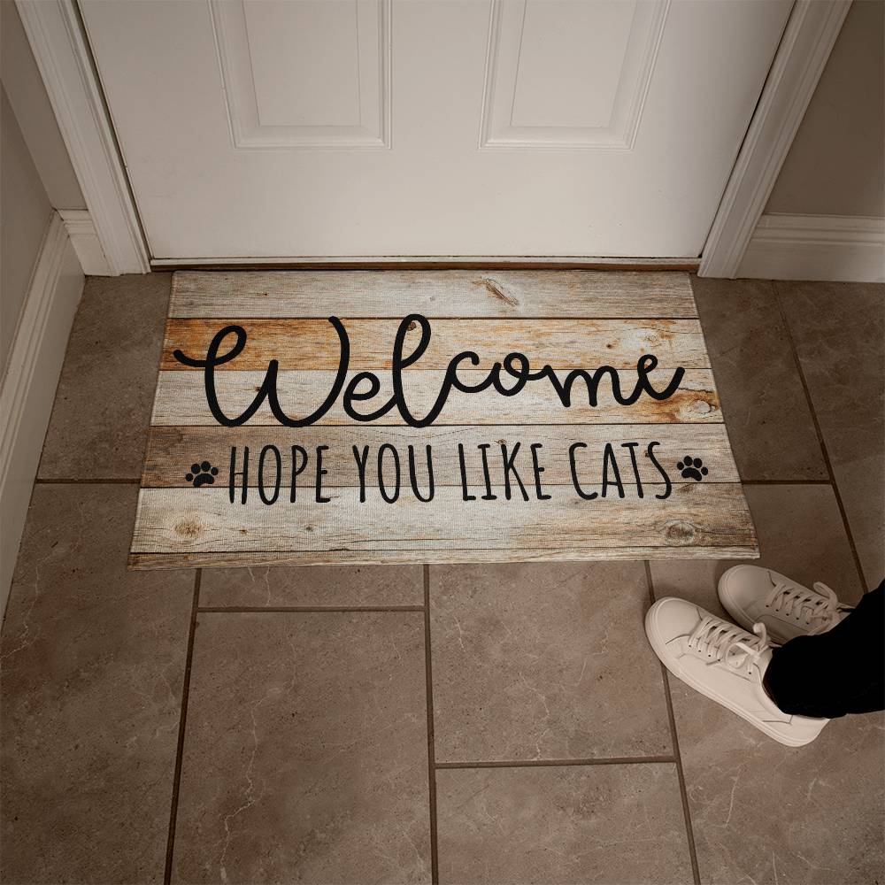Door Mat Funny - Welcome hope you like cats