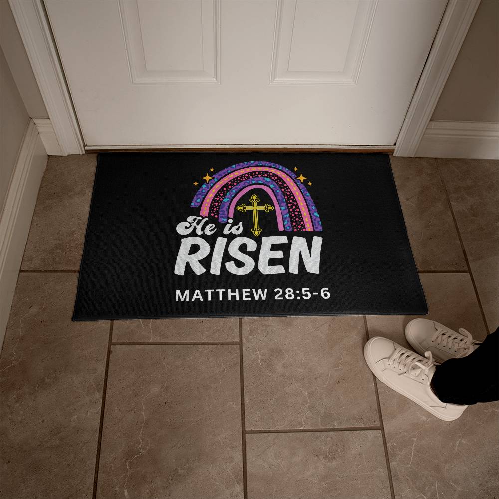 Christian Door Mat | He is Risen Matthew 28:5-6