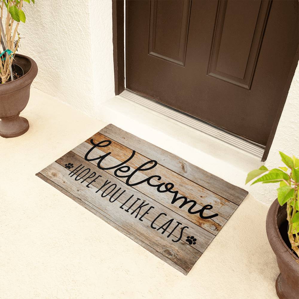 Door Mat Funny - Welcome hope you like cats