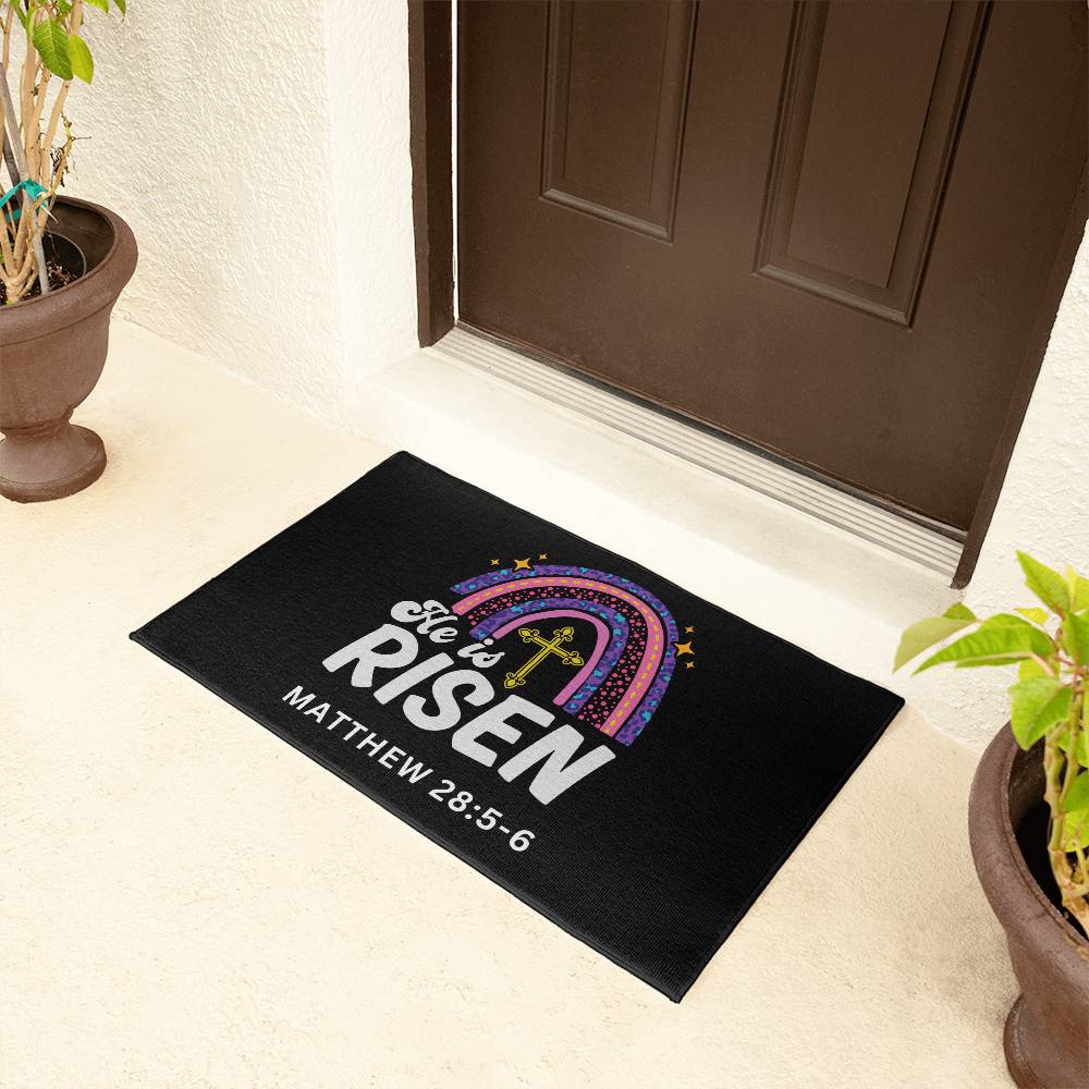 Christian Door Mat | He is Risen Matthew 28:5-6