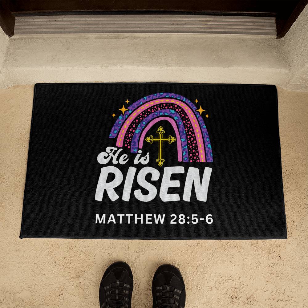 Christian Door Mat | He is Risen Matthew 28:5-6