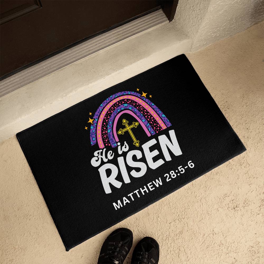 Christian Door Mat | He is Risen Matthew 28:5-6