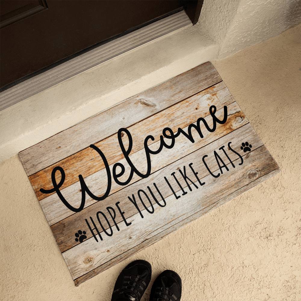 Door Mat Funny - Welcome hope you like cats