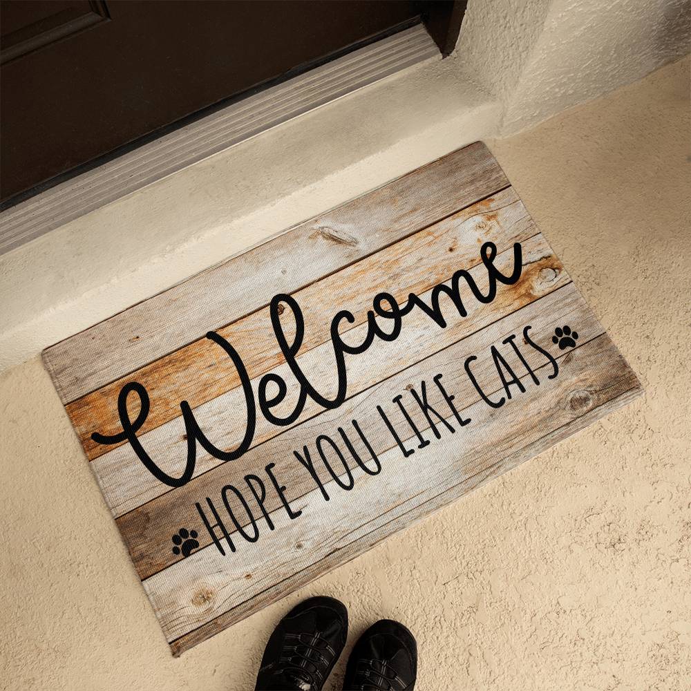 Door Mat Funny - Welcome hope you like cats