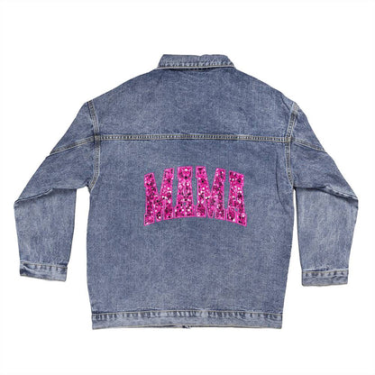 Mama Jacket - Pink Glitter Print - Denim Jacket