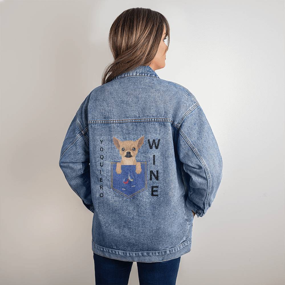 Yo Quiero Wine - Chihuahua - Denim Jacket