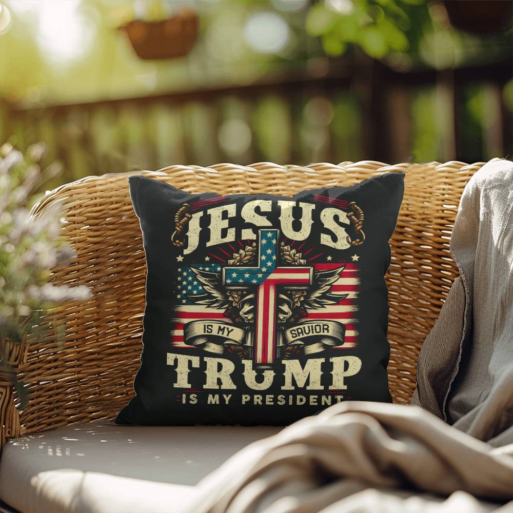 Christmas Pillow - Jesus is My Savior Trump is My President