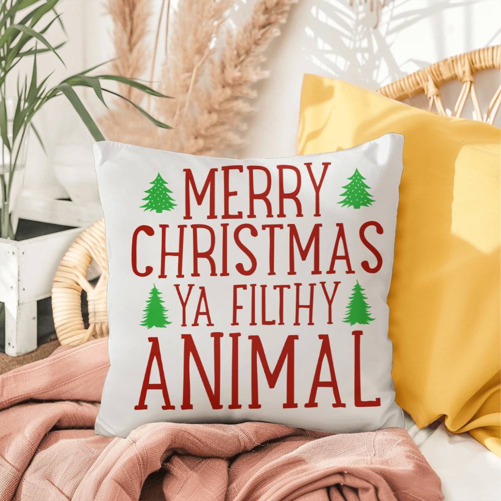 Christmas Pillow - Merry Christmas Ya Filthy Animal 3