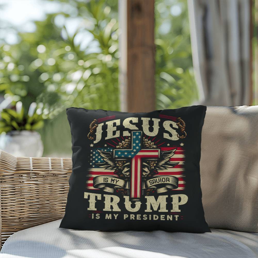 Christmas Pillow - Jesus is My Savior Trump is My President