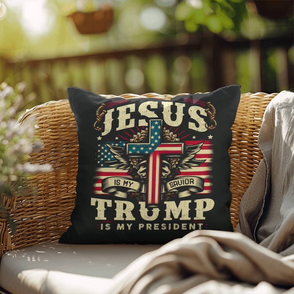 Christmas Pillow - Jesus is My Savior Trump is My President