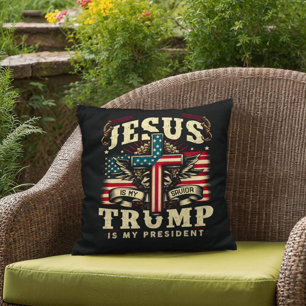 Christmas Pillow - Jesus is My Savior Trump is My President