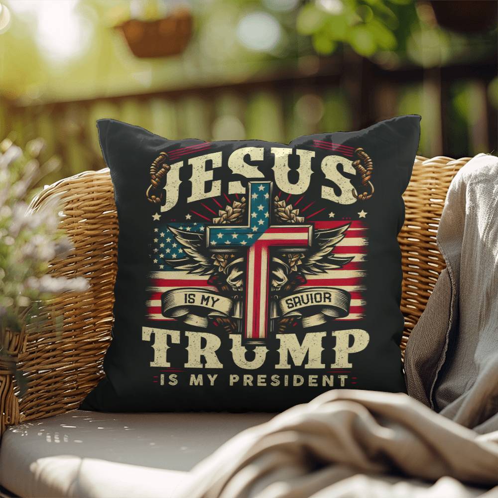 Christmas Pillow - Jesus is My Savior Trump is My President