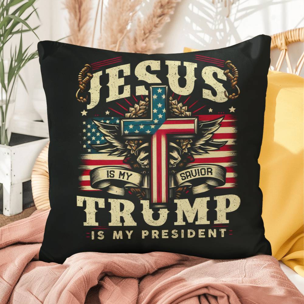 Christmas Pillow - Jesus is My Savior Trump is My President