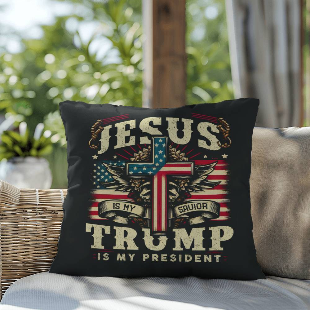 Christmas Pillow - Jesus is My Savior Trump is My President