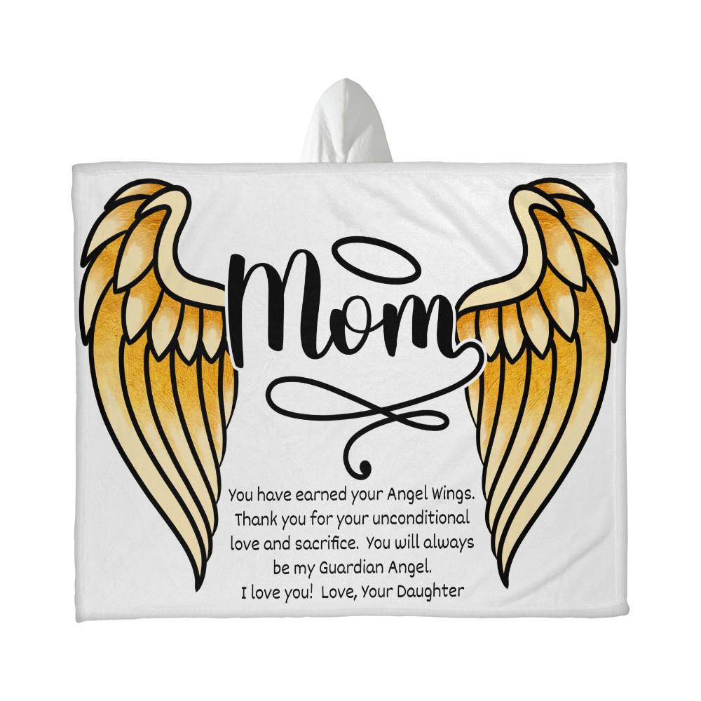 Mom Blanket from Daughter | Angel Wings | Hooded Blanket