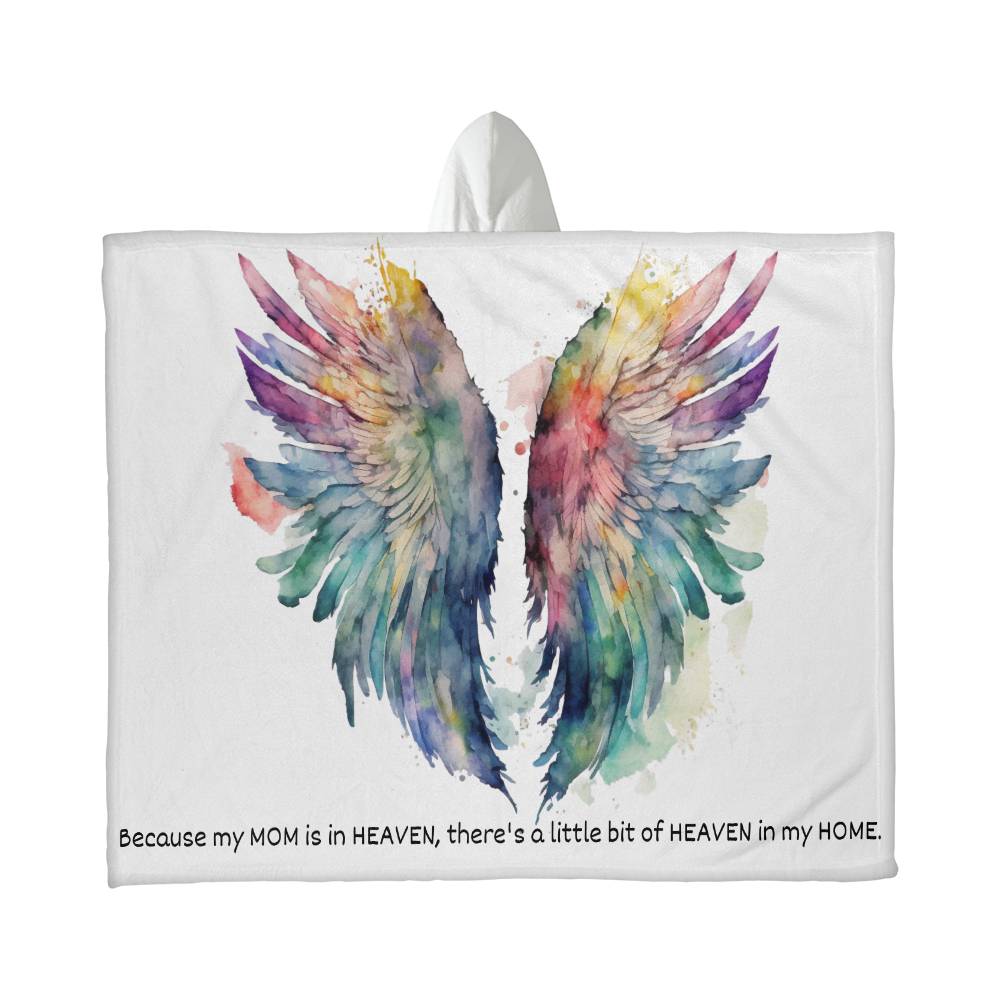Mom Remembrance Blanket | Hooded Blanket | Mom in Heaven | Angel Wings
