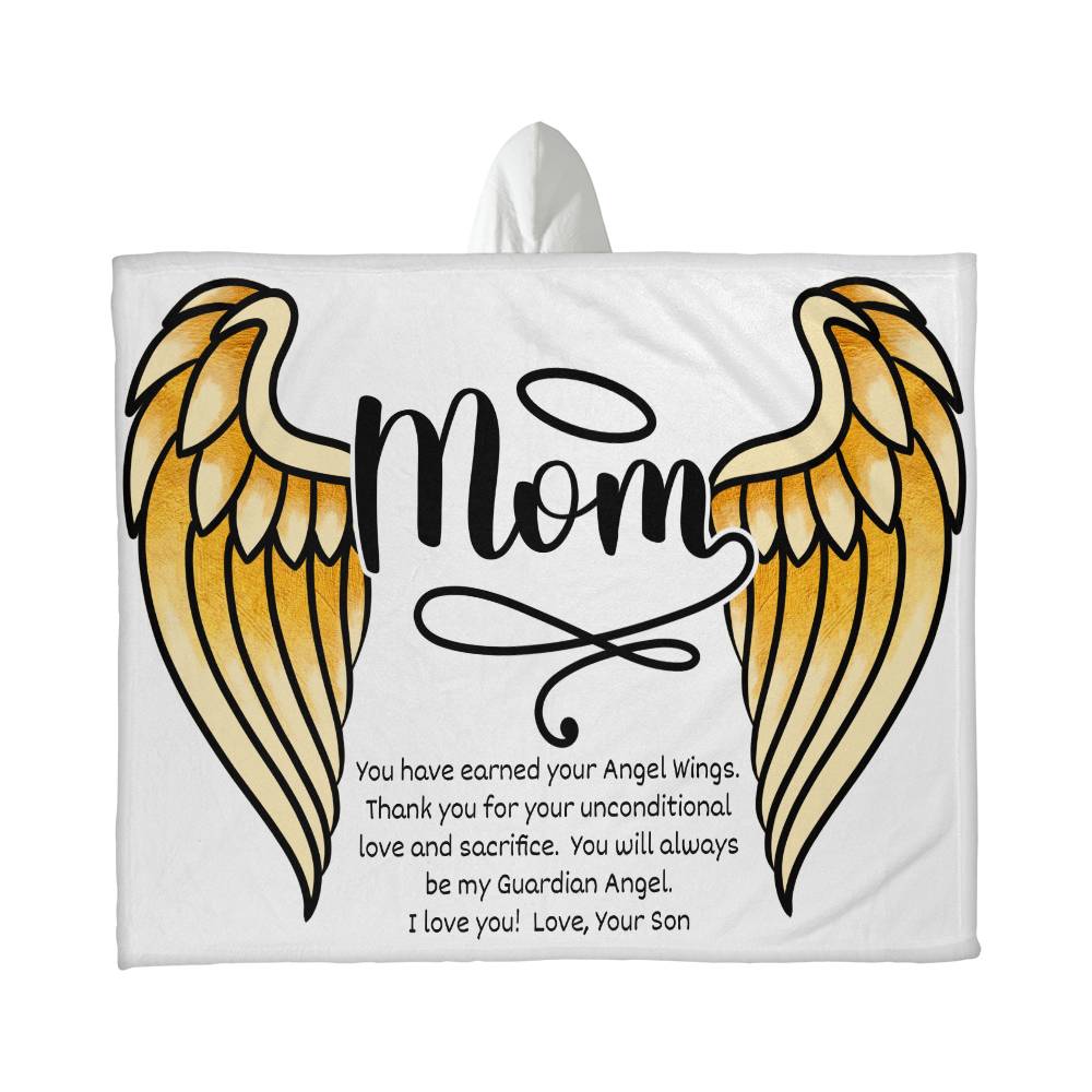 Mom Blanket from Son | Angel Wings | Hooded Blanket