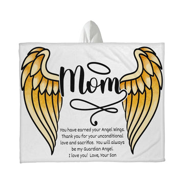 Mom Blanket from Son | Angel Wings | Hooded Blanket