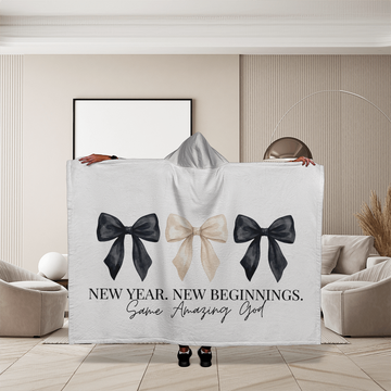 New Year New Beginnings Same Amazing God | Hooded Sherpa Fleece Blanket