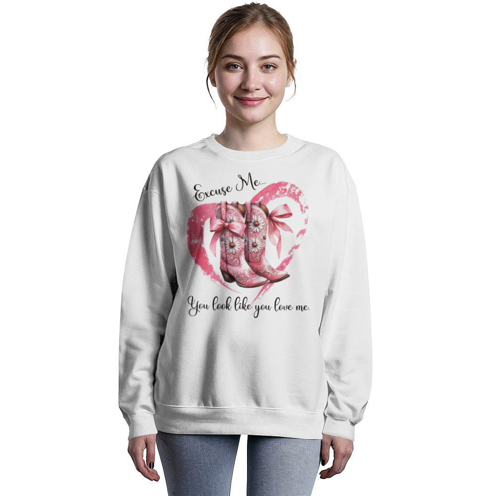 Excuse Me Western Sweatshirt - Chinoiserie Pink Coquette