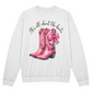 Western Sweatshirt - Pink Cowgirl Boots - It's all about the Boots - Chinoiserie Coquette