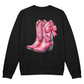 Western Sweatshirt - Pink Cowgirl Boots - Chinoiserie Coquette