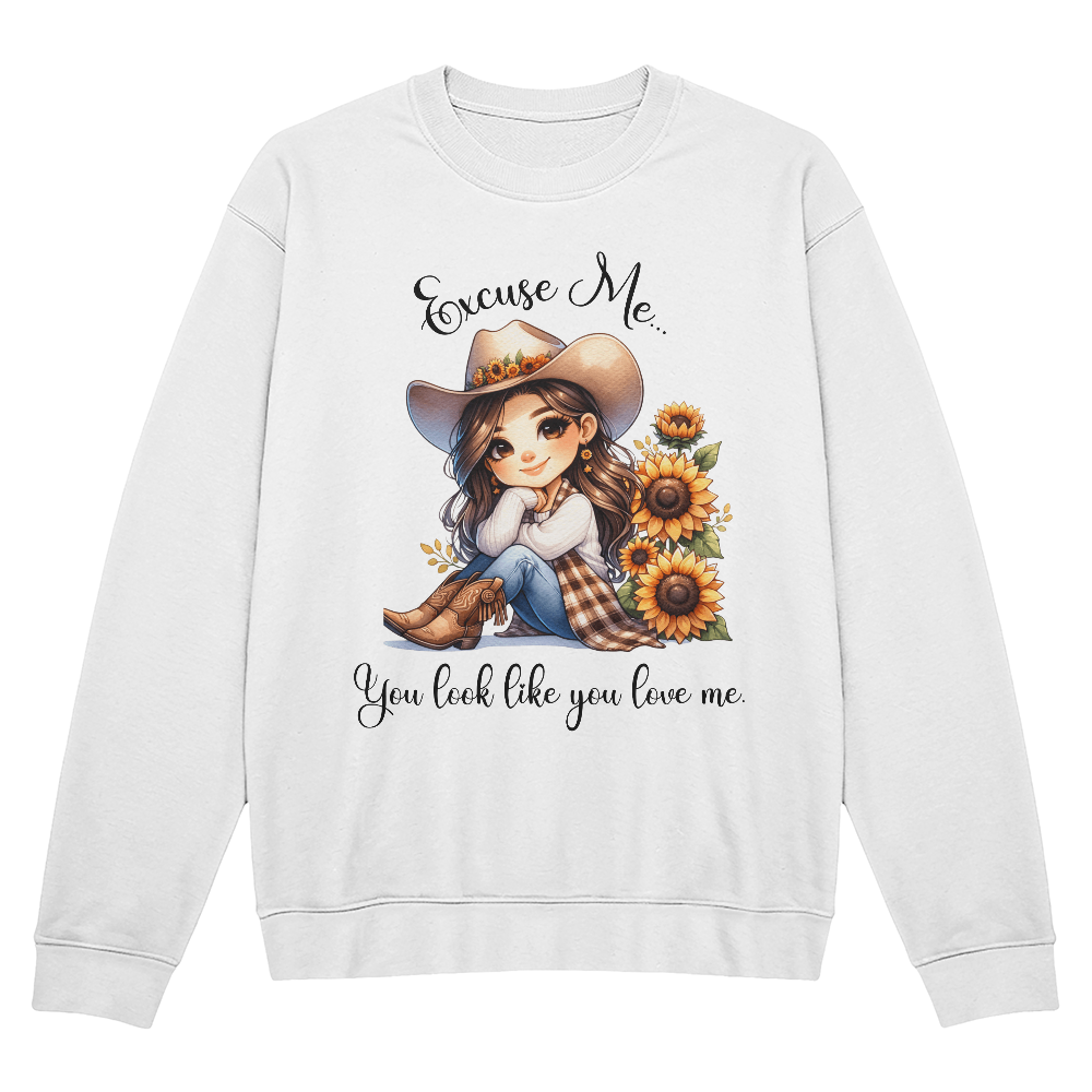 Excuse Me Sweatshirt - Cowgirl with Sunflowers