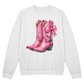 Western Sweatshirt - Pink Cowgirl Boots - Chinoiserie Coquette