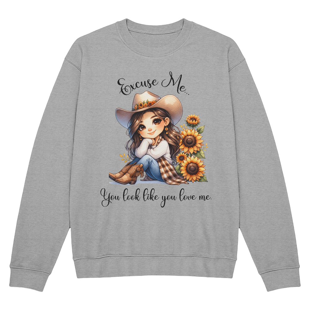 Excuse Me Sweatshirt - Cowgirl with Sunflowers