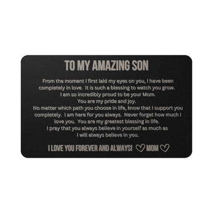 Engraved Wallet Card - To My Son from Mom