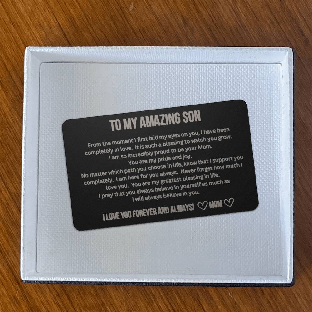 Engraved Wallet Card - To My Son from Mom
