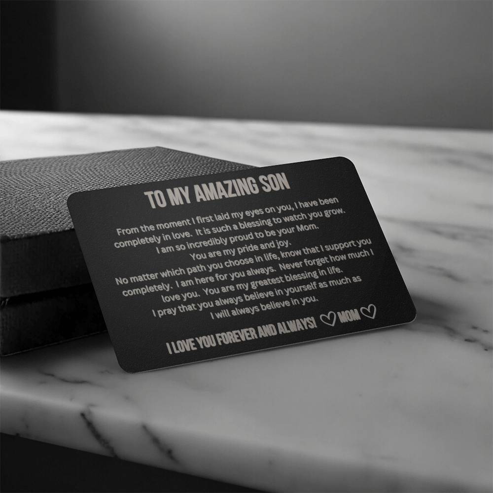 Engraved Wallet Card - To My Son from Mom