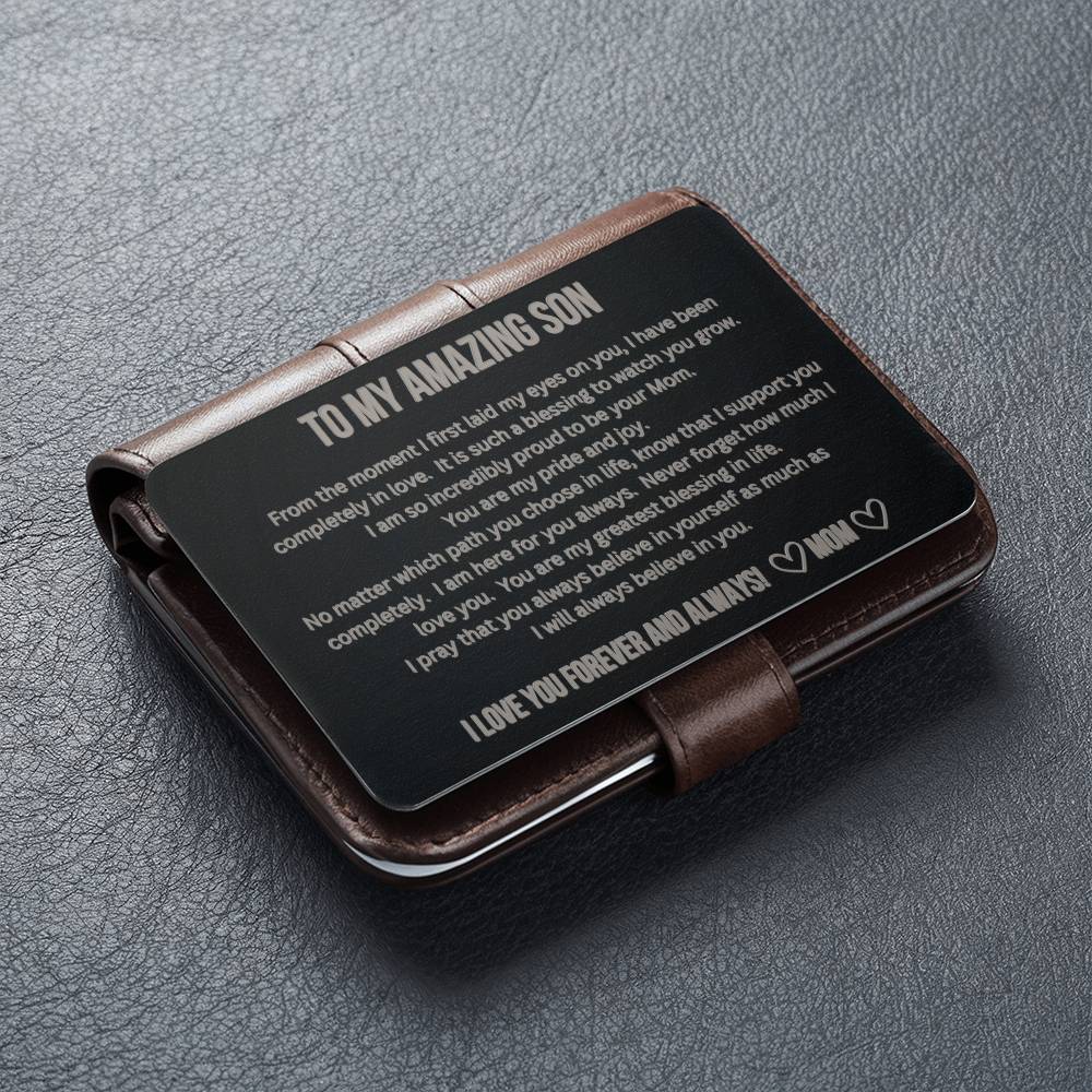 Engraved Wallet Card - To My Son from Mom