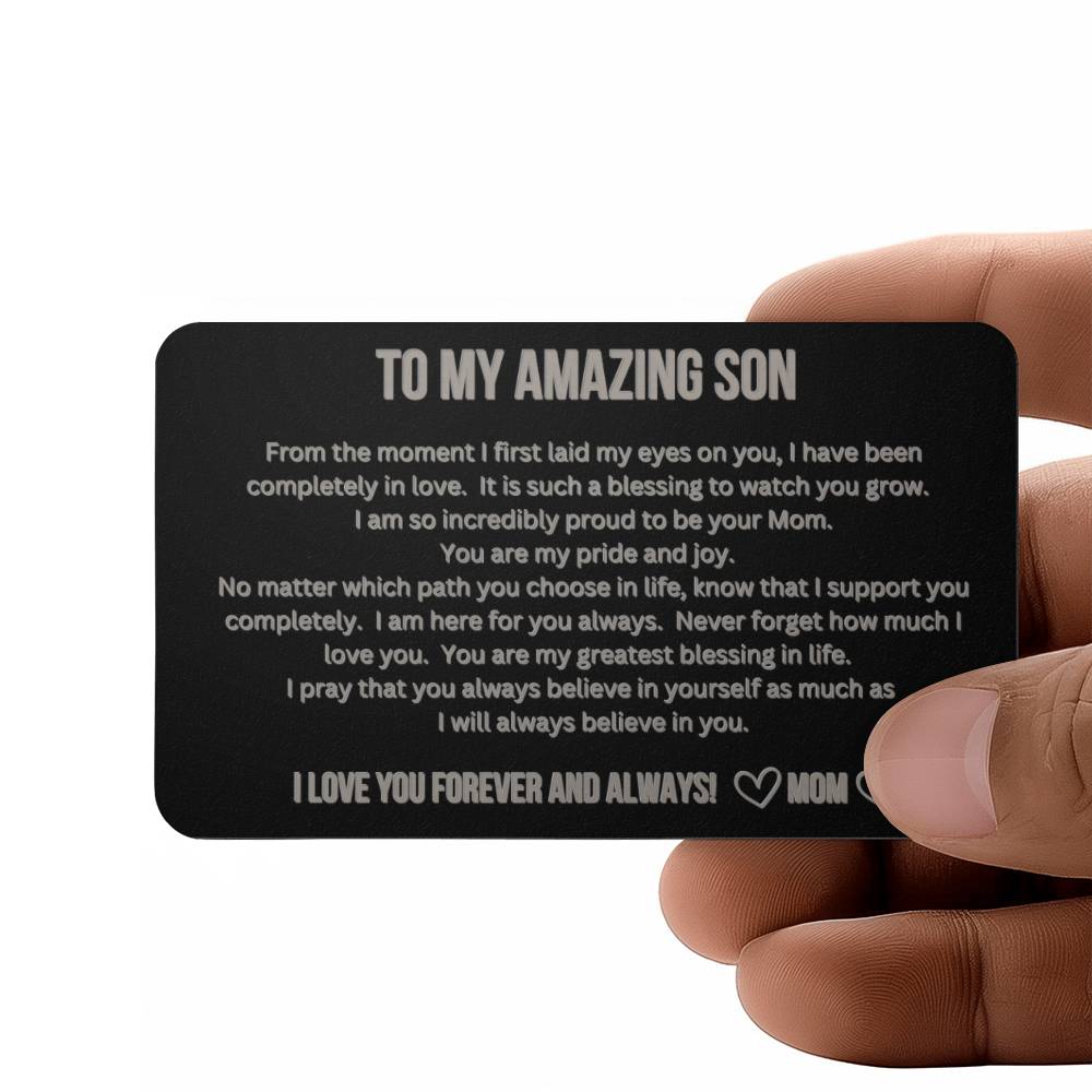 Engraved Wallet Card - To My Son from Mom