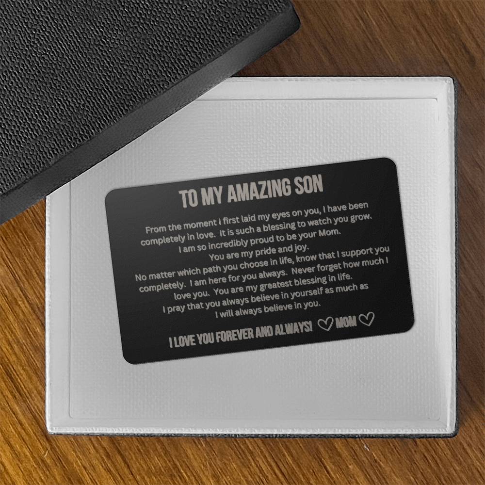 Engraved Wallet Card - To My Son from Mom