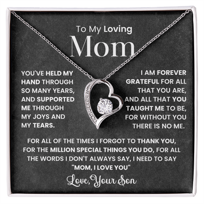 To My Loving Mom - Forever Love Necklace and Message Card Gift Set