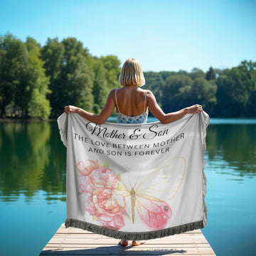 Mother and Son Printed Woven Blanket - Butterfly