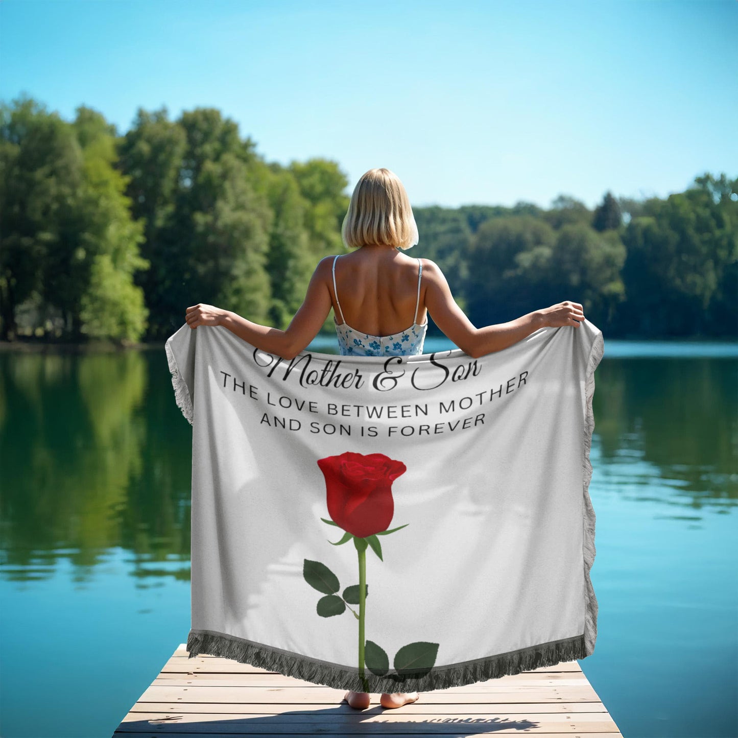 Mother and Son Printed Woven Blanket - Rose