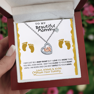 Baby Feet Heart Necklace And LED Gift Box Gift Set